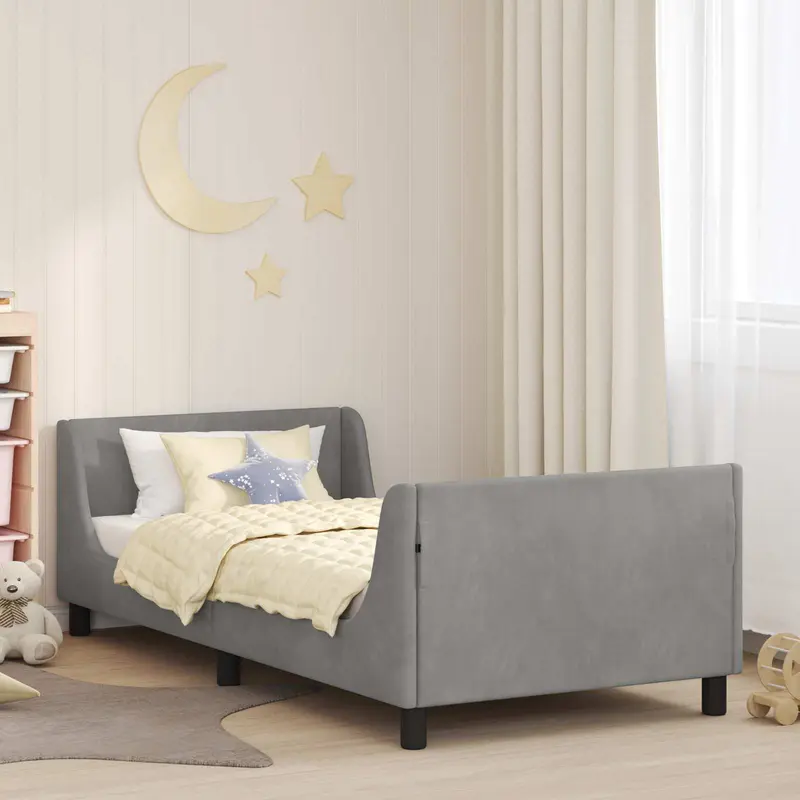 Cama para niños con cabecero Gris Claro 90 x 190 cm Terciopelo