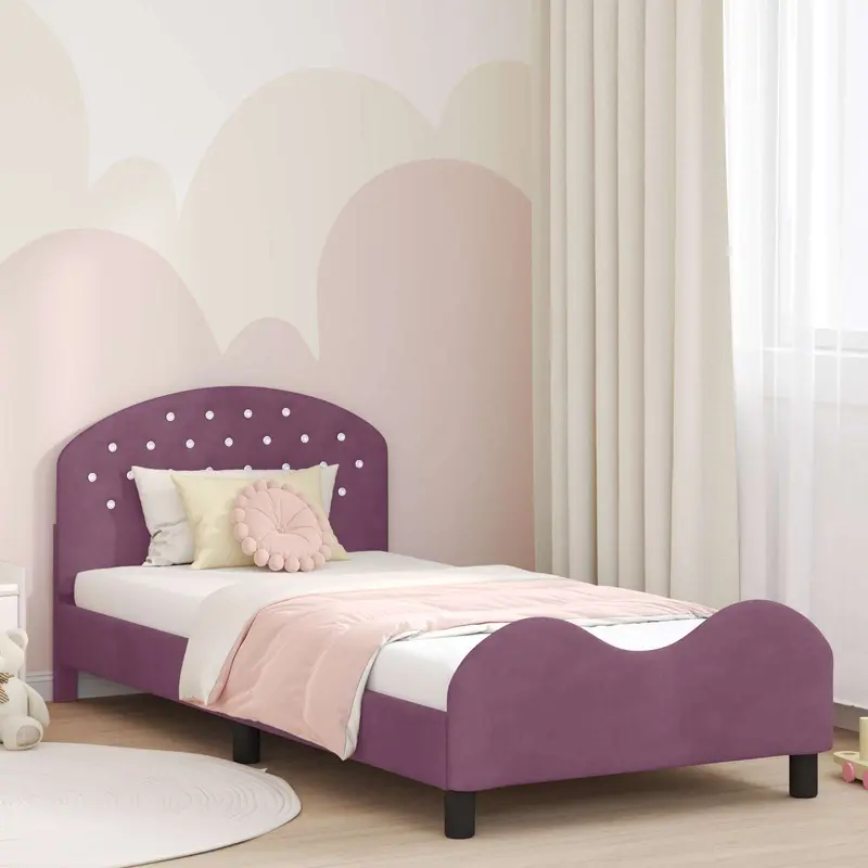 Cama para niños con cabecero Morado 80 x 200 cm Terciopelo