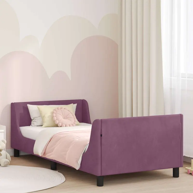 Cama para niños con cabecero Morado 90 x 190 cm Terciopelo