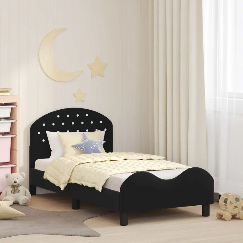 Cama para niños con cabecero Negro 80 x 160 cm Terciopelo