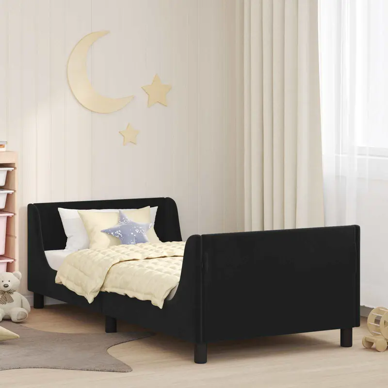 Cama para niños con cabecero Negro 80 x 200 cm Terciopelo