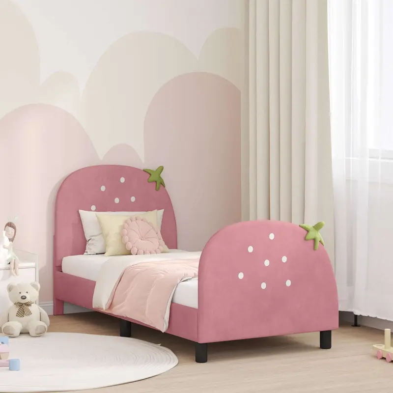 Cama para niños con cabecero Rosa 80 x 160 cm Terciopelo