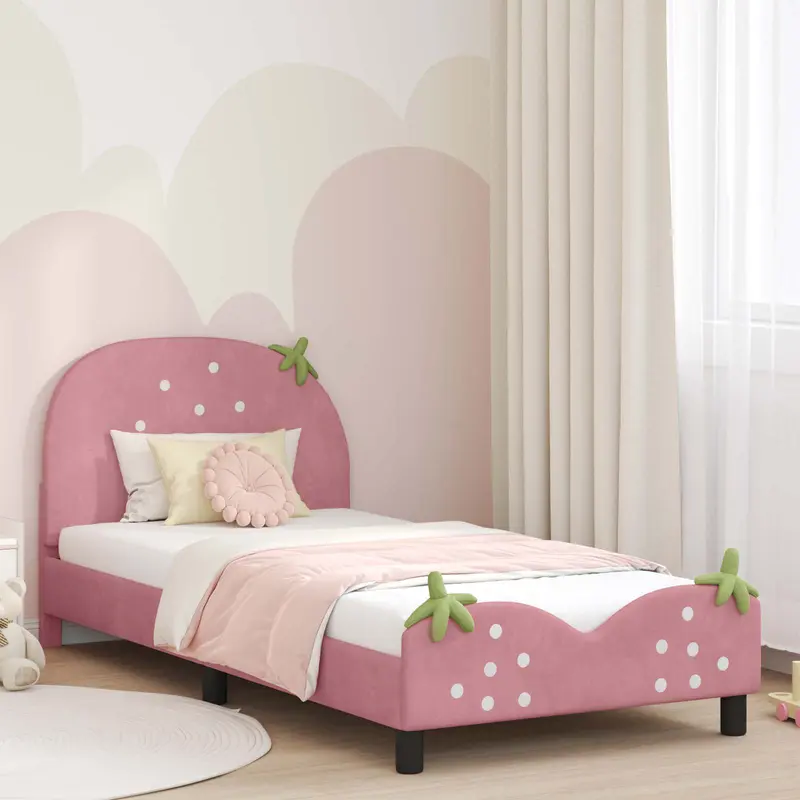 Cama para niños con cabecero Rosa 80 x 200 cm Terciopelo
