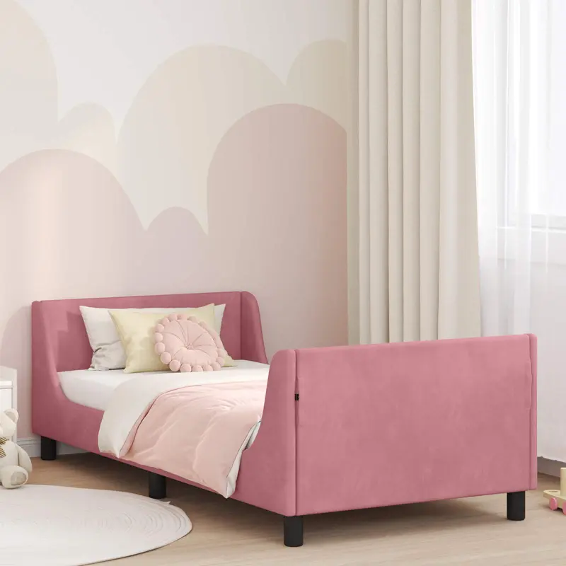 Cama para niños con cabecero Rosa 80 x 200 cm Terciopelo