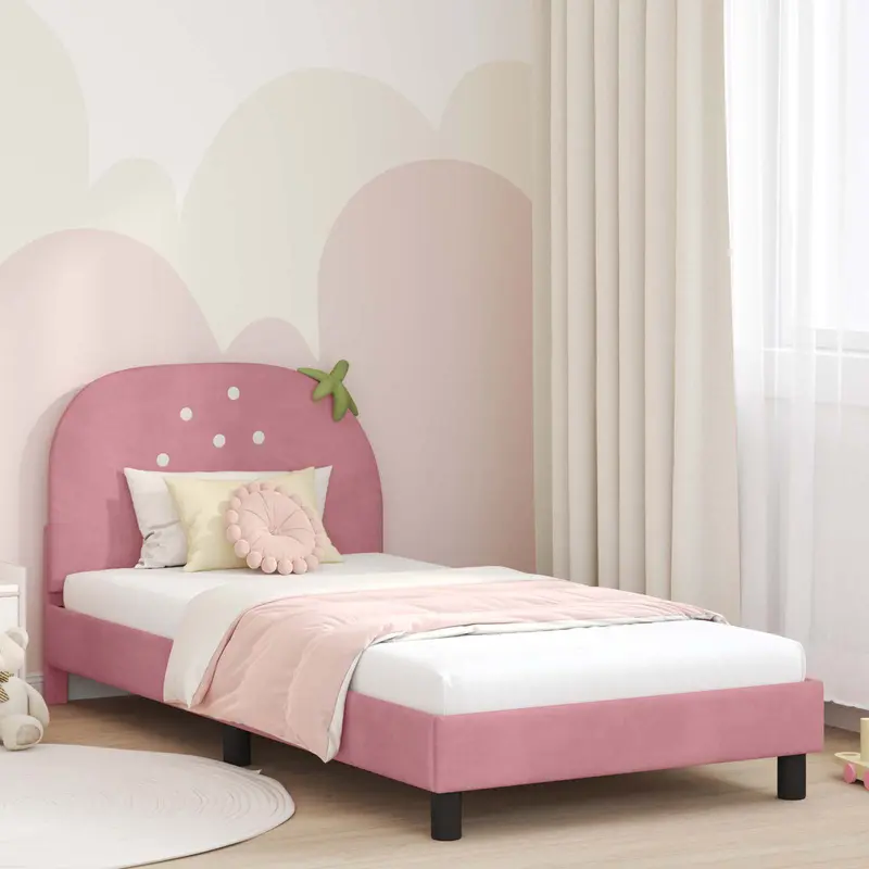 Cama para niños con cabecero Rosa 80 x 200 cm Terciopelo