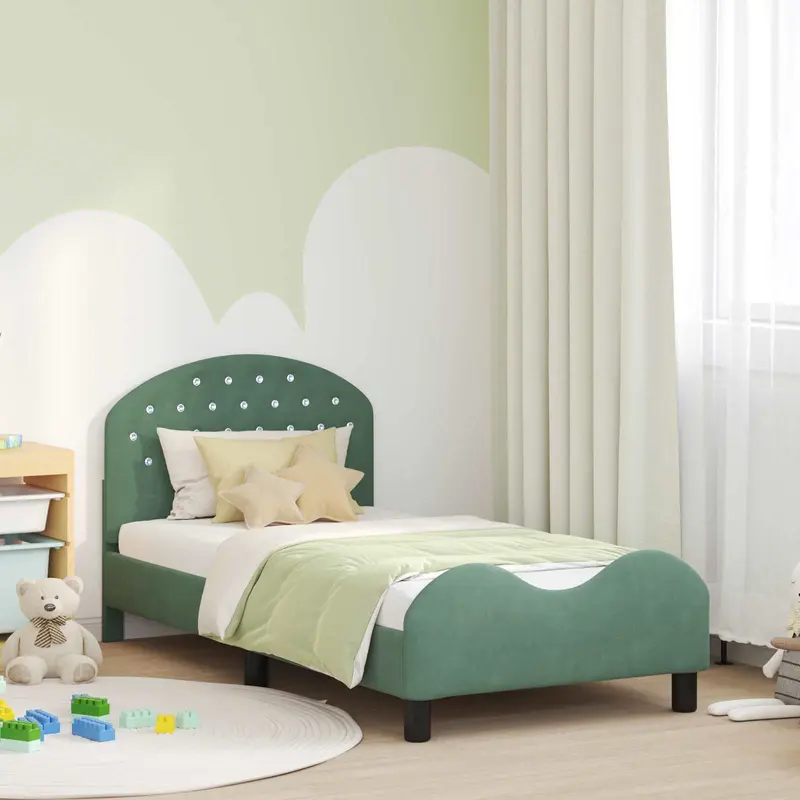 Cama para niños con cabecero Verde Mar 80 x 160 cm Terciopelo