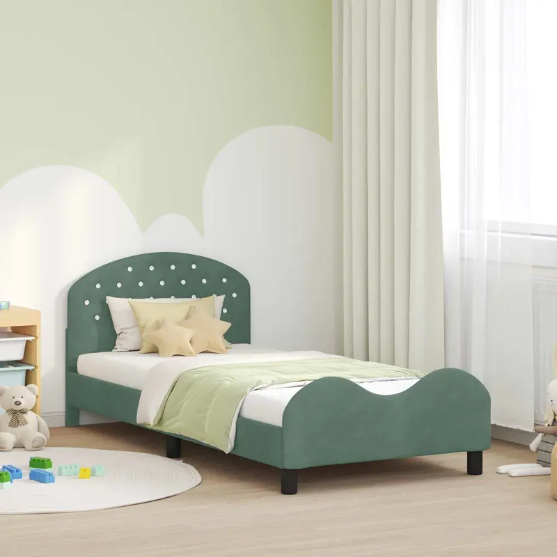 Cama para niños con cabecero Verde Mar 90 x 190 cm Terciopelo