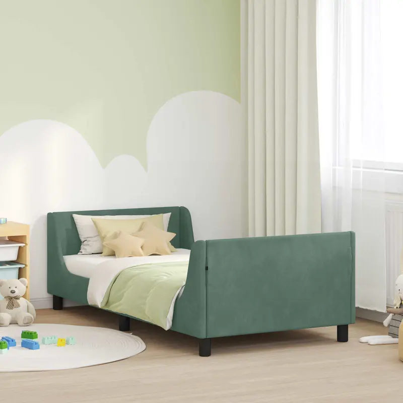Cama para niños con cabecero Verde Mar 90 x 190 cm Terciopelo