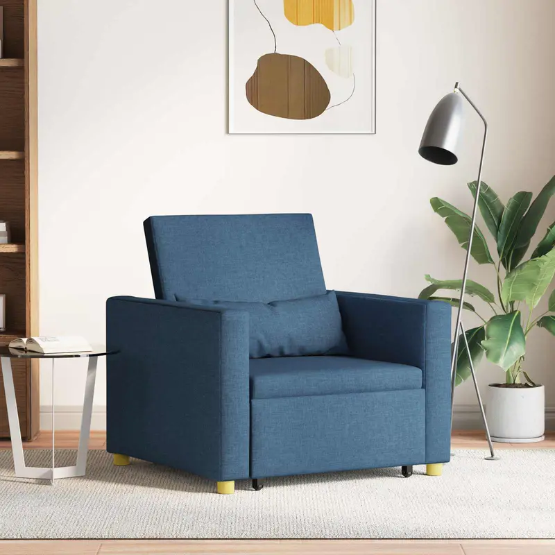 Cama Sofá Desplegable Individual Azul 90 x 165 x 87 cm tela