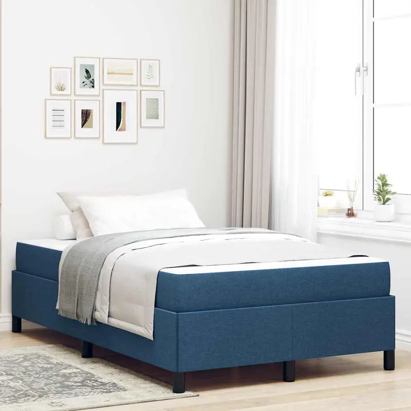 Cama tipo Box Spring Azul 120 x 190 cm tela
