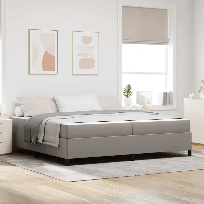 Cama tipo Box Spring con colchón Taupé 200 x 200 cm tela