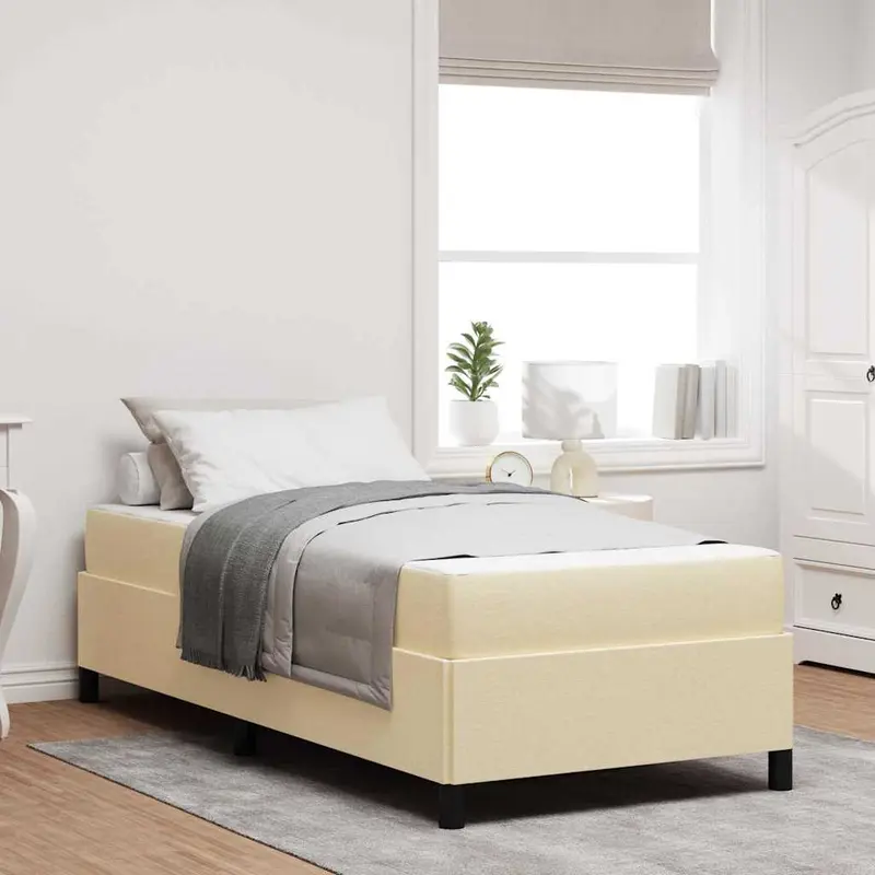 Cama tipo Box Spring Crema 100 x 200 cm tela