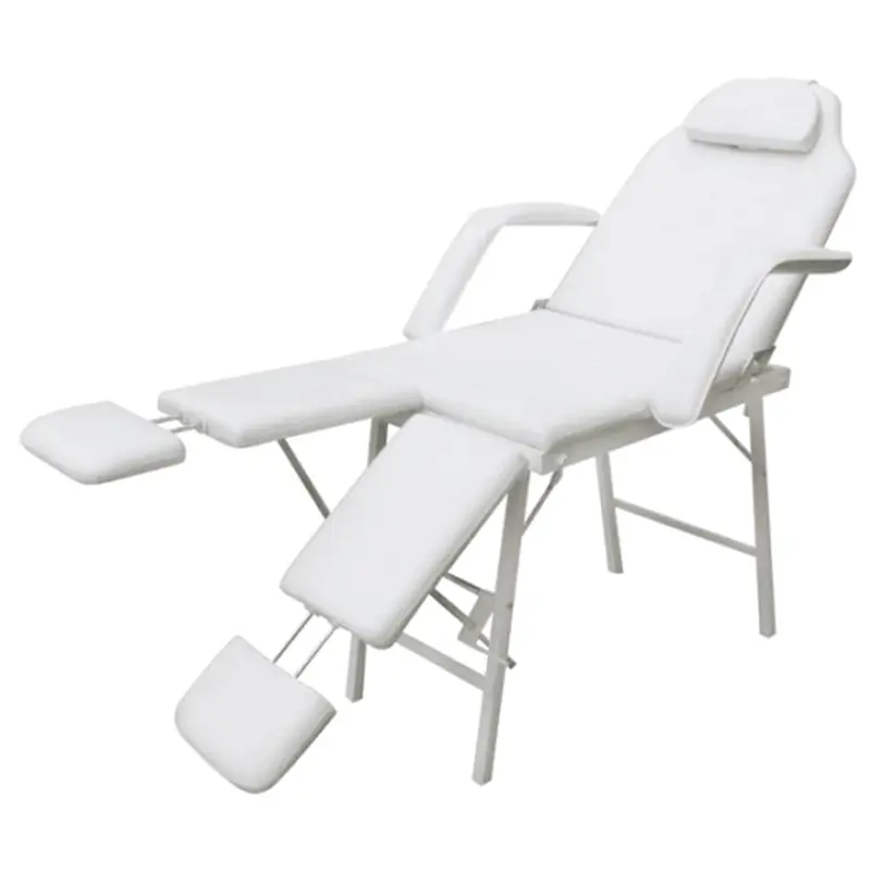 Camilla de esteticista cuero sintético blanca 185x78x76 cm
