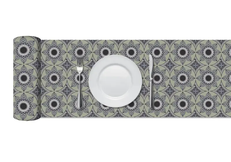 Camino de Mesa Vinílico Hidráulico Mandala Azul