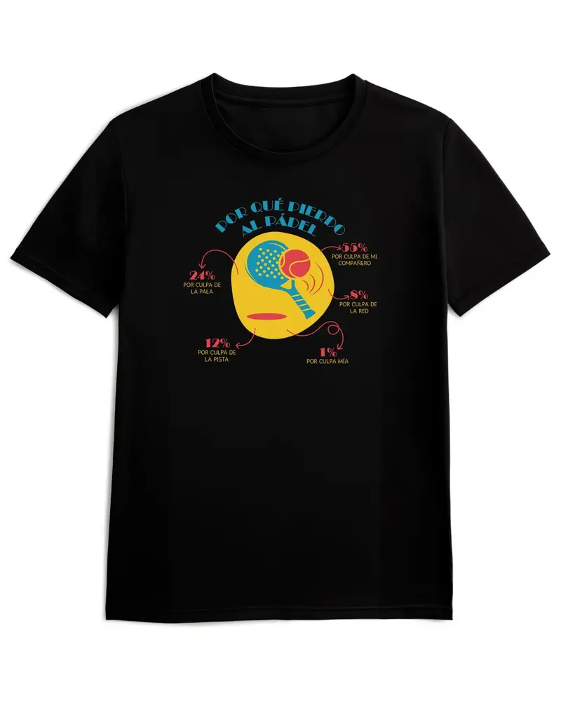 Camiseta de Manga Corta -  ¿Por Qué Pierdo al Pádel?  - 100% Algodón