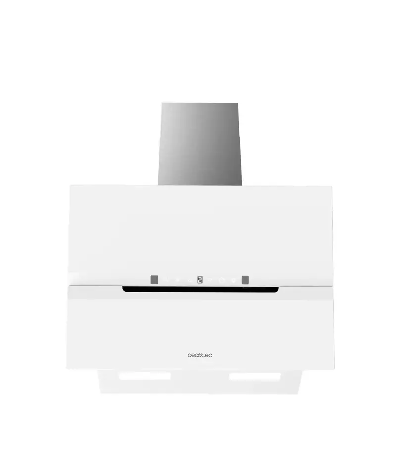 Campana Extractora 60cm Vidrio Blanco, Succión 800m3/h, A++, Control Táctil y LED de Cecotec