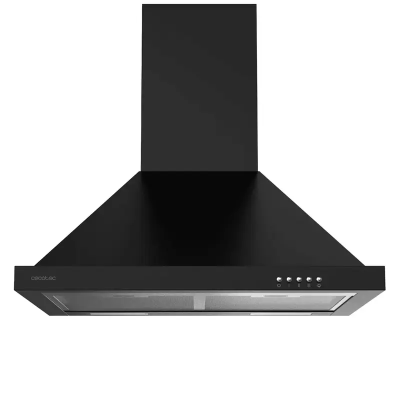 Campana Extractora Negra 60cm, 650m3/h, Clase A, con Filtros de Carbono y LED de Cecotec