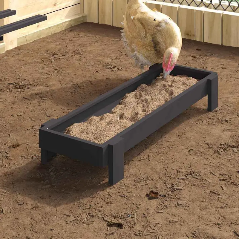 Canalón de alimentación para pollos Negro 80 x 28 x 13.5 cm