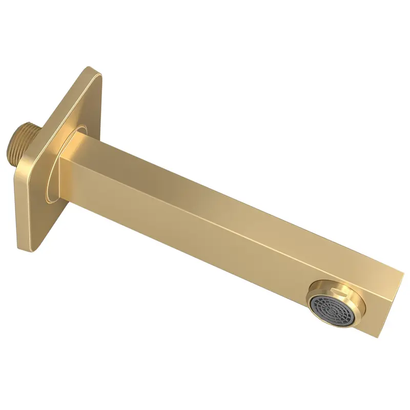 Caño cuadrado de diseño moderno en dorado cepillado de 15 cm, rosca 1/2 de Valaz