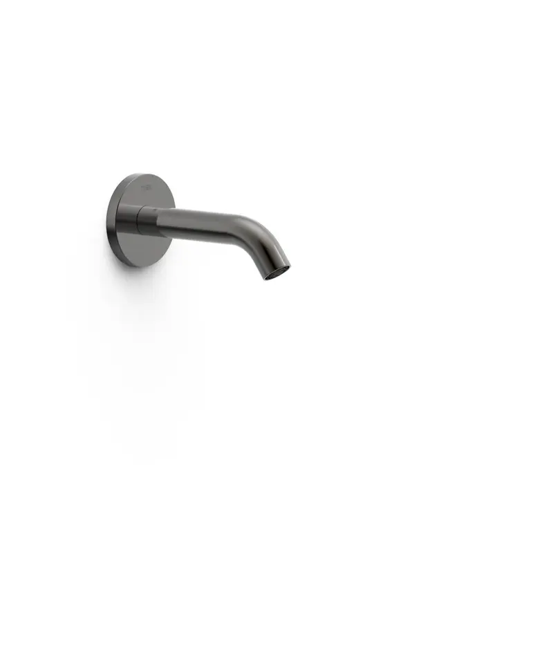 Caño fijo de pared con toma de agua regulable en profundidad negro metalizado Complementos Tres