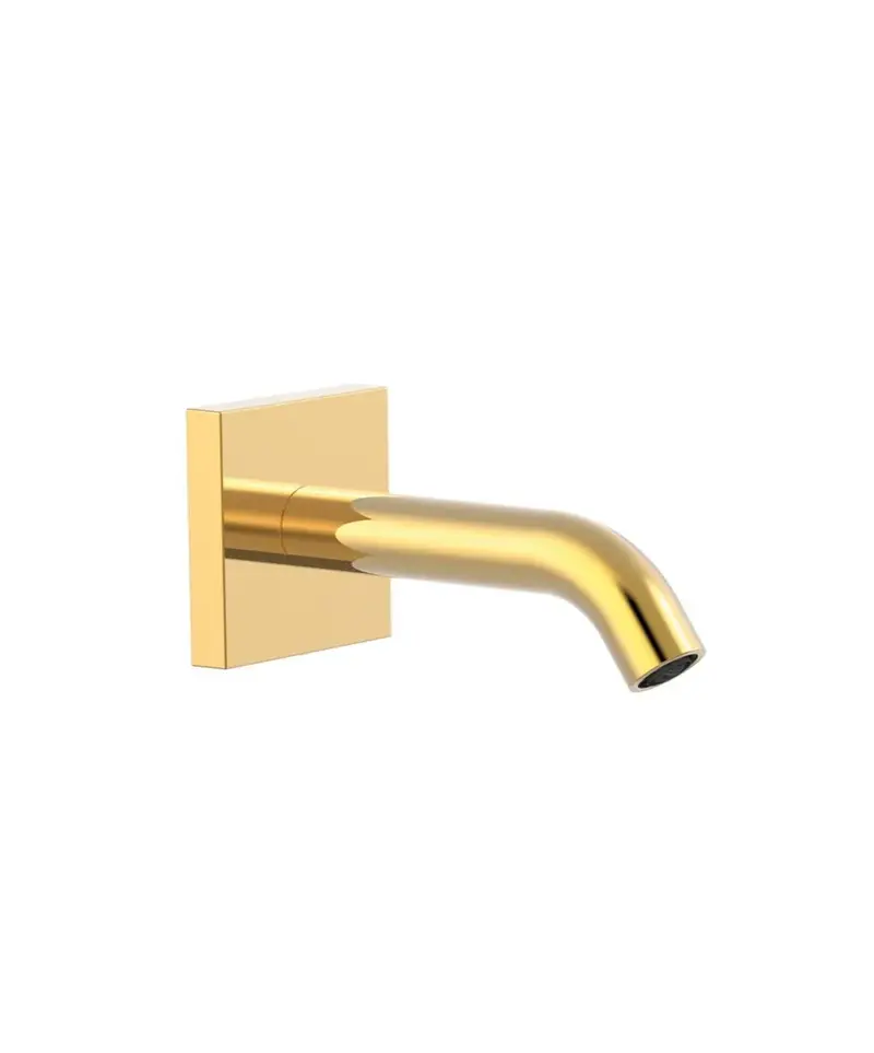Caño fijo para empotrar en pared con cuerpo empotrado incluido en color oro TRES