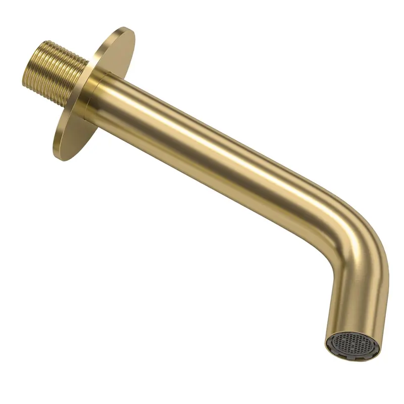 Caño redondo empotrado 15 cm oro mate con protección PVD para lavabo de Valaz