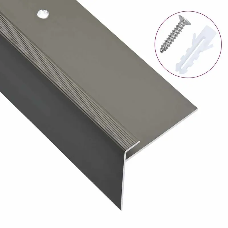 Cantoneras de escalera forma de F 15 uds aluminio marrón 100 cm