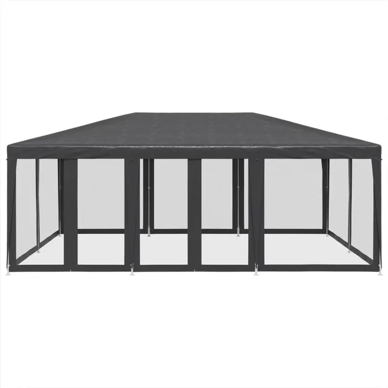 Carpa para fiestas 10 paredes de malla HDPE gris antracita 6x4m