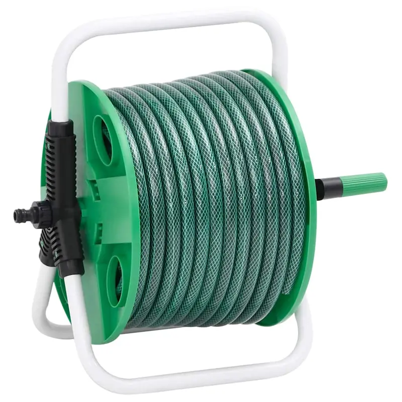 Carrete de manguera de pie con set racores PVC verde 0,5" 20 m