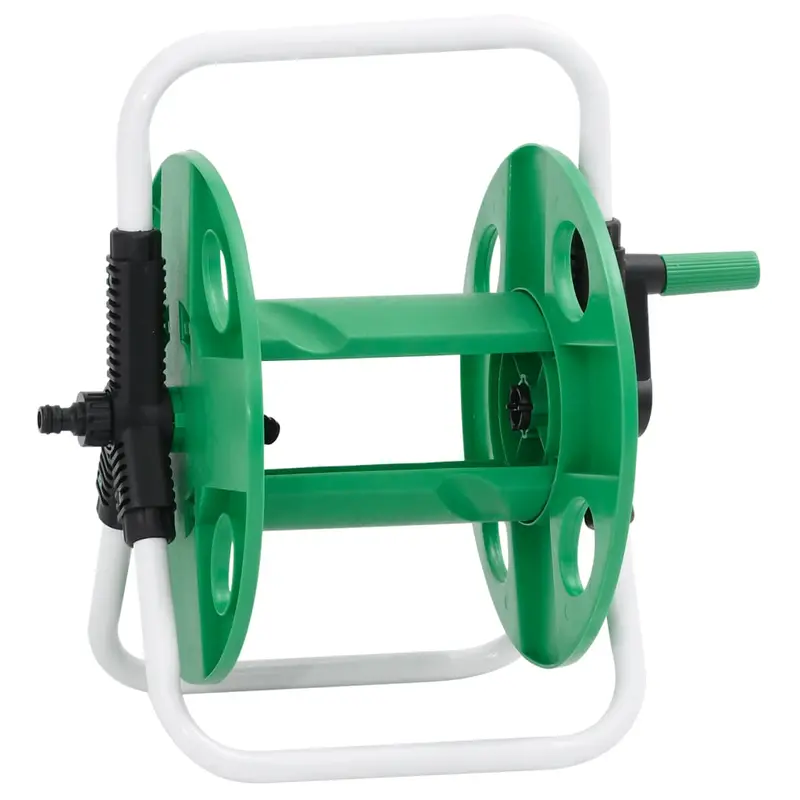 Carrete de rollo para manguera de pie acero verde 45 m 1/2"