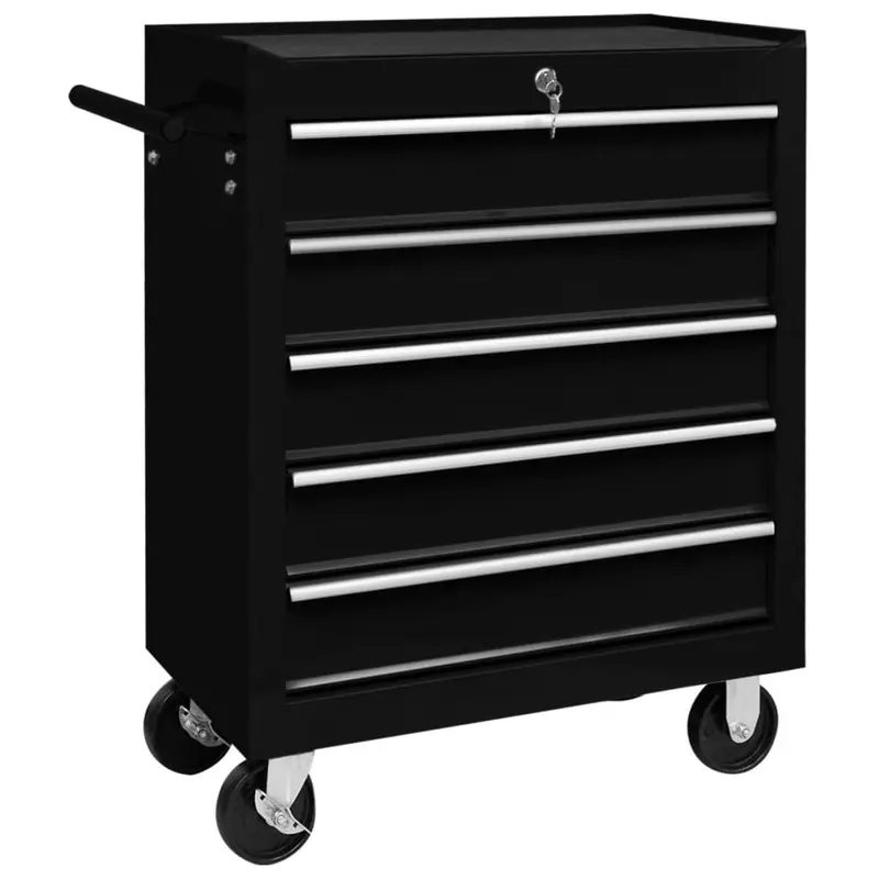 Carrito caja de herramientas 5 cajones negro