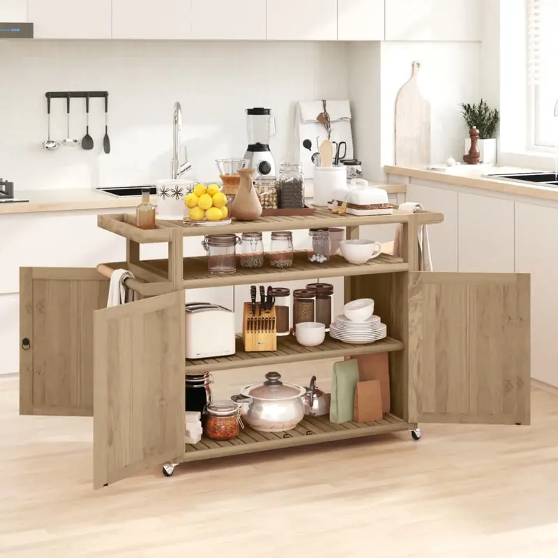 Carrito de bar madera maciza de teca 120x50x90 cm