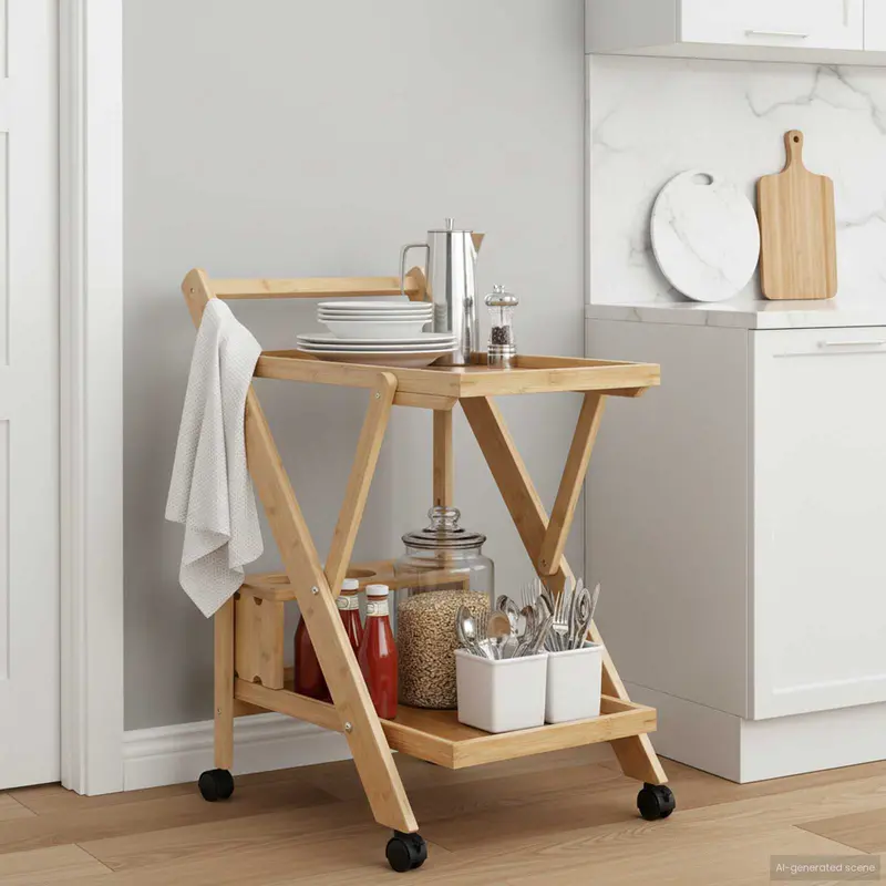 Carrito de cocina con ruedas Marrón Claro 65 x 40,5 x 76,5 cm