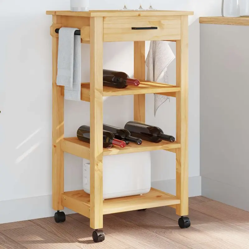 Carrito de cocina MONZA madera maciza de pino 48x40x88,5 cm