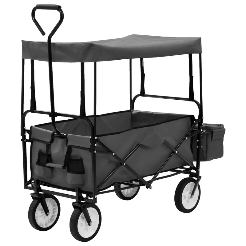 Carrito de mano plegable con capota acero gris