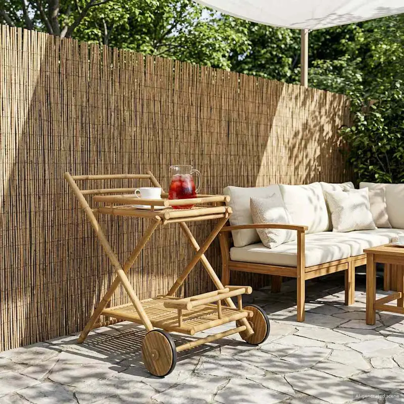 Carrito de té con ruedas Natural 79 x 67.5 x 84 cm Bambú