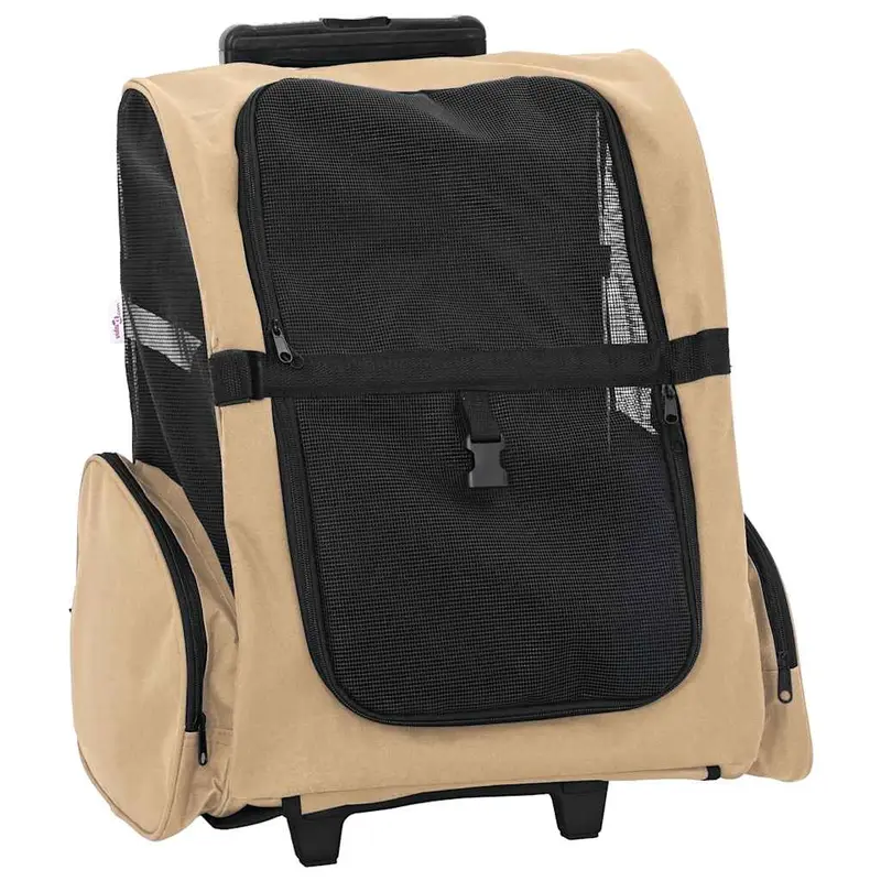 Carrito para mascotas 3 en 1 diseño arena 48x32x(57-106) cm tela Oxford