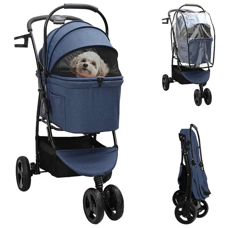 Carrito Plegable para Mascotas Azul 78 x 54 x 101 cm Poliéster