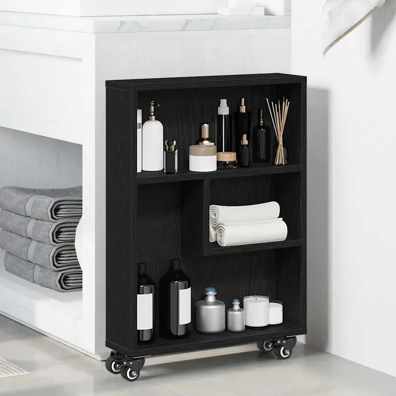 Carro de Almacenamiento Estrecho Roble Negro 48 x 13 x 68 cm