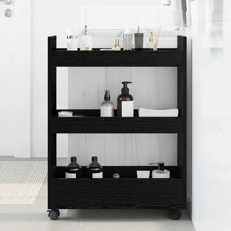 Carro de Almacenamiento Estrecho Roble Negro 60 x 22 x 80 cm