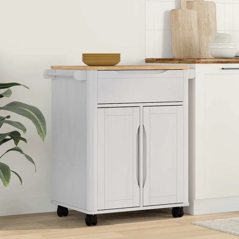 Carro de Cocina FLORO 72,5 x 45 x 80 cm Madera de Pino Macizo