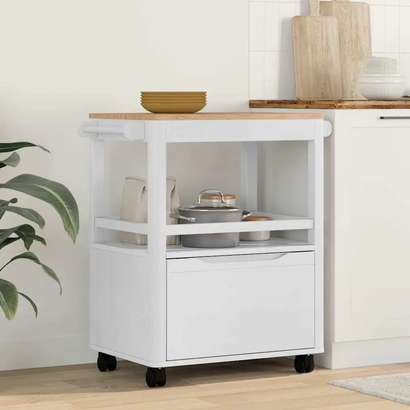 Carro de Cocina FLORO 72,5 x 45 x 80 cm Madera de Pino Macizo