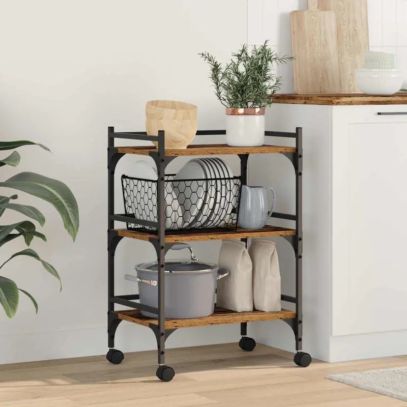 Carro de Cocina Madera Vieja 50 x 35 x 75.5 cm