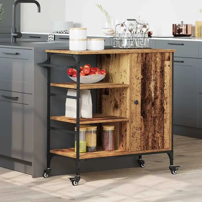 Carro de Cocina Madera vieja 87.5 x 39 x 84.5 cm