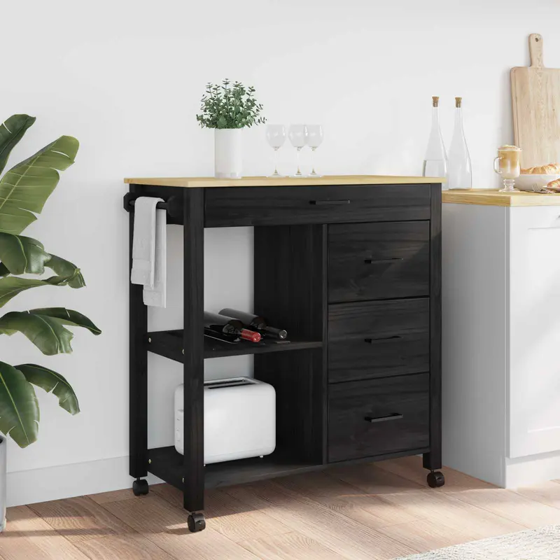 Carro de Cocina MONZA Negro 84 x 40 x 88,5 cm