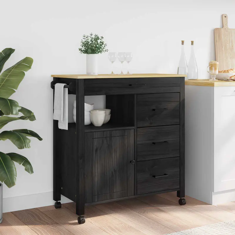 Carro de Cocina MONZA Negro 84 x 40 x 88,5 cm