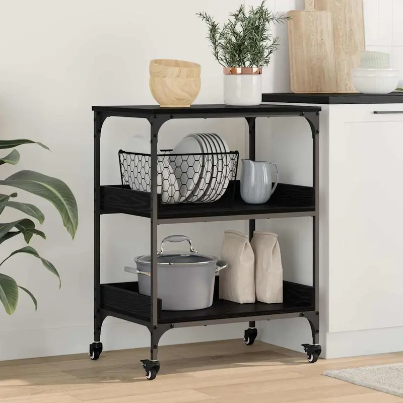 Carro de Cocina Roble Negro 60 x 41 x 80.5 cm