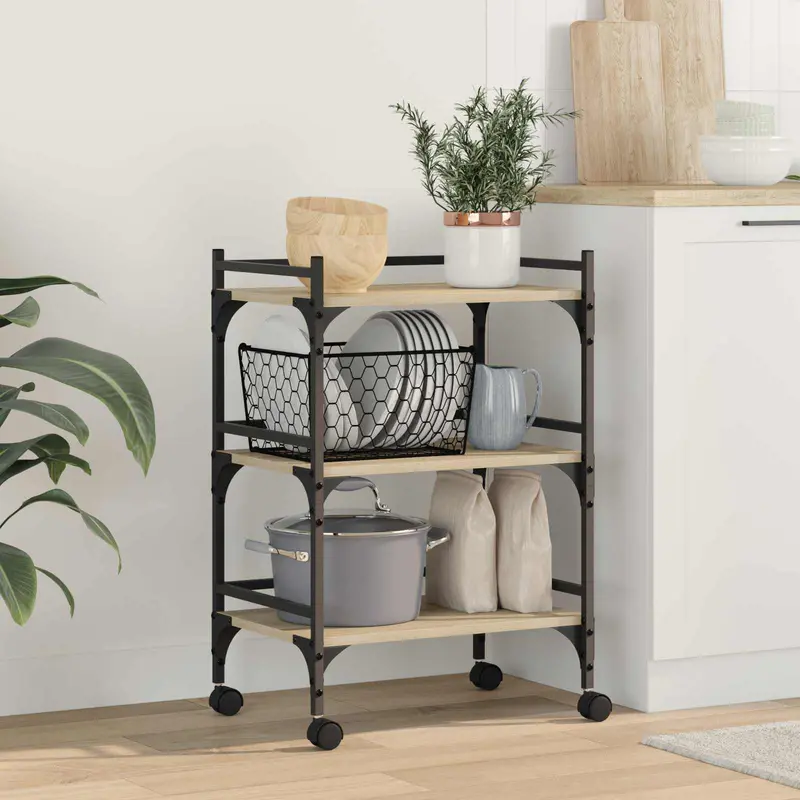 Carro de Cocina Roble Sonoma 50 x 35 x 75,5 cm
