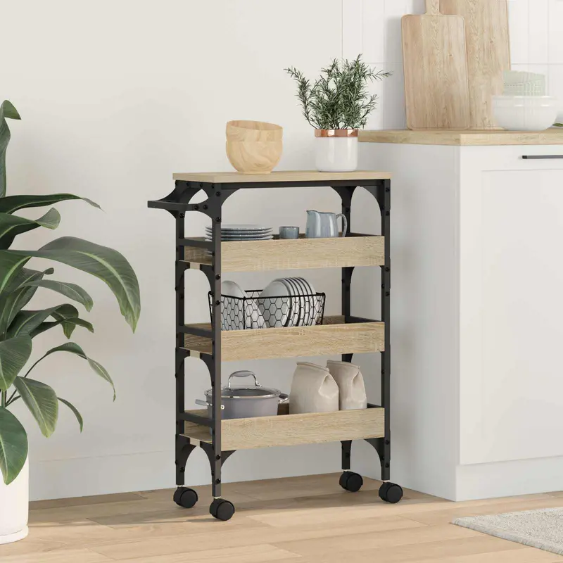 Carro de Cocina Roble Sonoma 53 x 20 x 76 cm