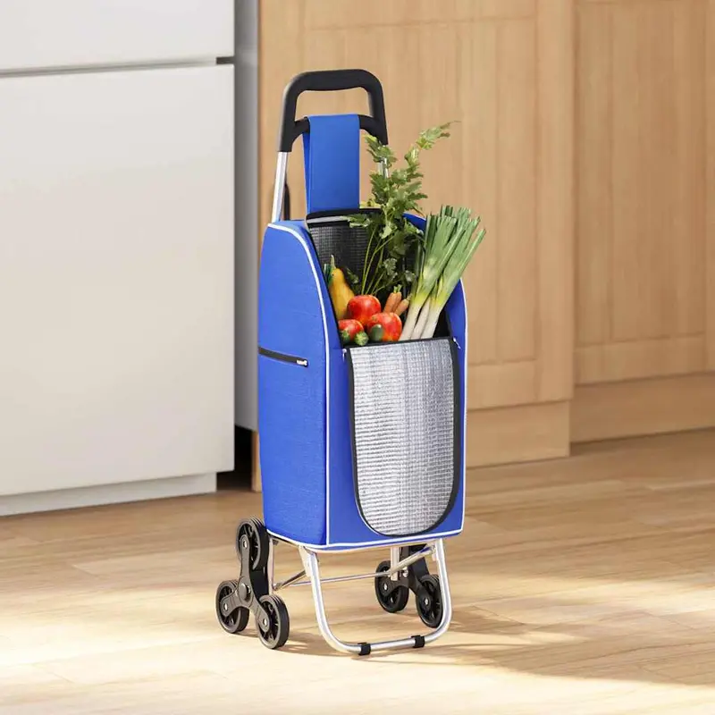 Carro de compras Azul 39.5 x 33 x 93 cm Tela Oxford